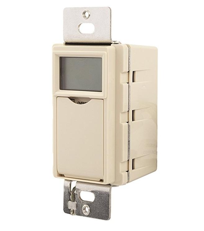 Sunset/Sunrise, Astronomic 7 Day InWall Timer, 120/277 VAC, SPST Switch Type, Light Almond