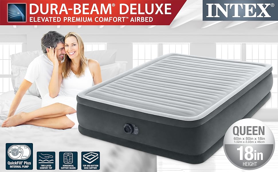 Intex Comfort Plush Elevated DuraBeam Airbed with Internal Electric