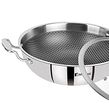 Bergner Hi-Tech Prism Triply Stainless Steel Wok, Triply Wok, Hi-Tech Wok