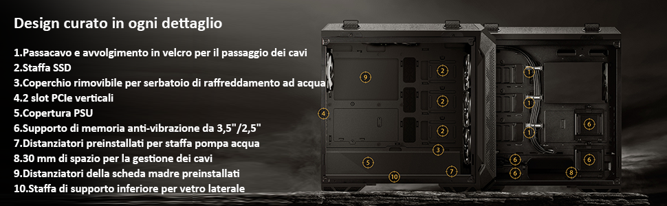 Case Gaming ASUS TUF GT501 - Vetro Temperato, RGB Aura Sync, Supporto EATX