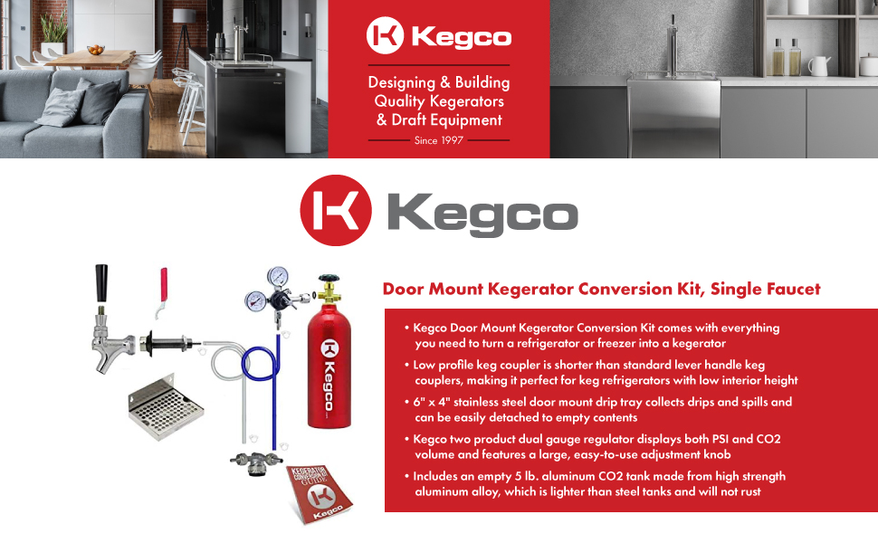 Kegco Door Mount Kegerator Conversion Kit, Single Faucet