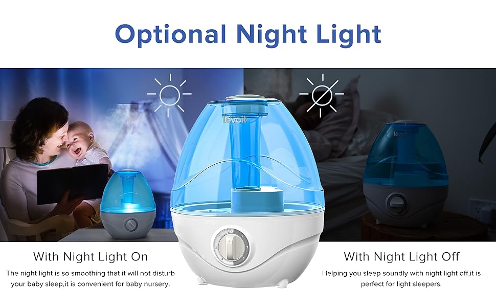 LEVOIT Humidifiers for Bedroom Large Room Home,2.4L Cool Mist Ultrasonic for Baby Kids Nursery