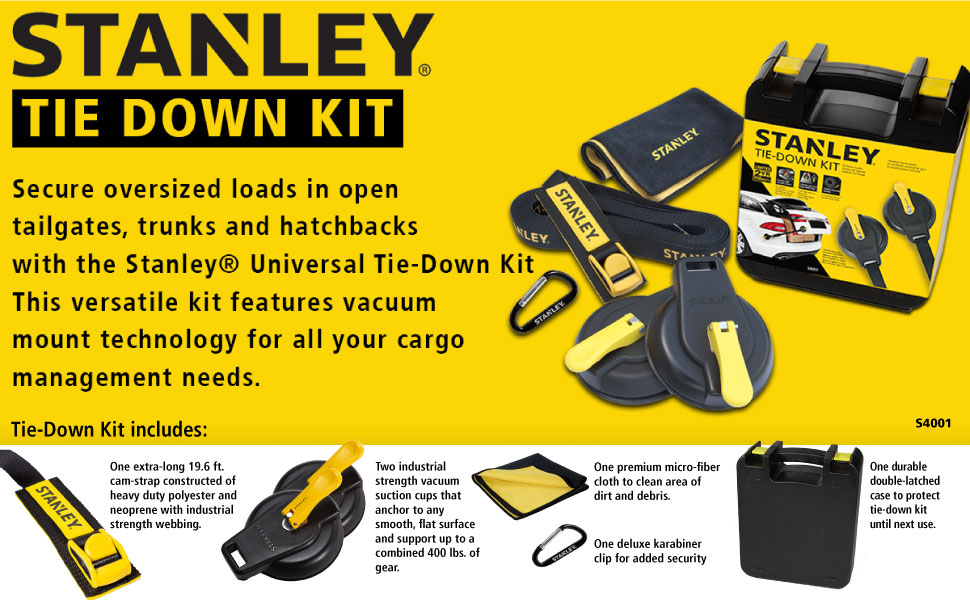 Stanley S4001 400 lbs Capacity Heavy Duty Suction Cup Tie Down Kit