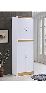 Amazon Com Hodedah Long Standing Kitchen Cabinet With Top