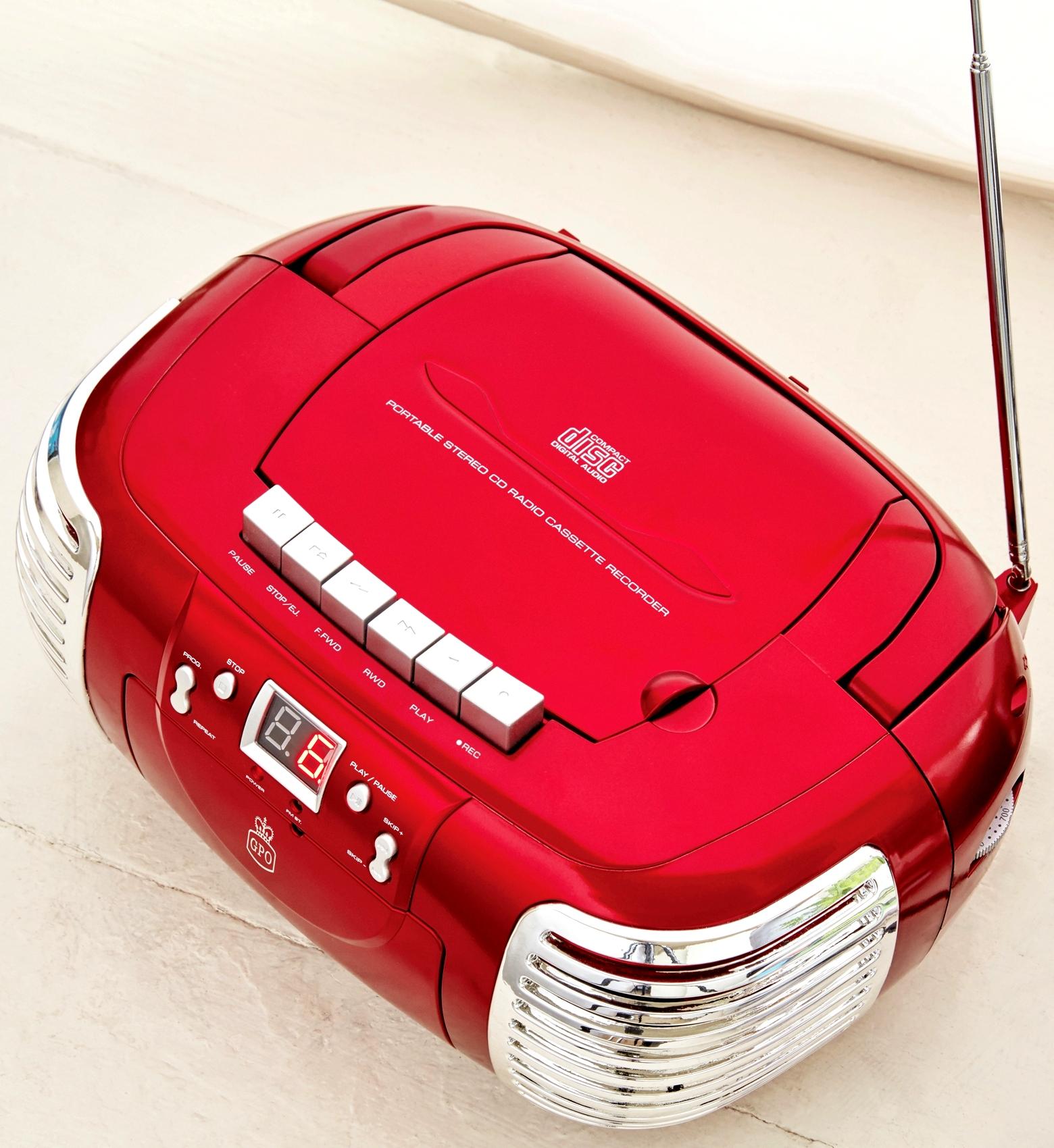 GPO PCD299 Portable Retro Boombox CD, Radio and Cassette Player Mains