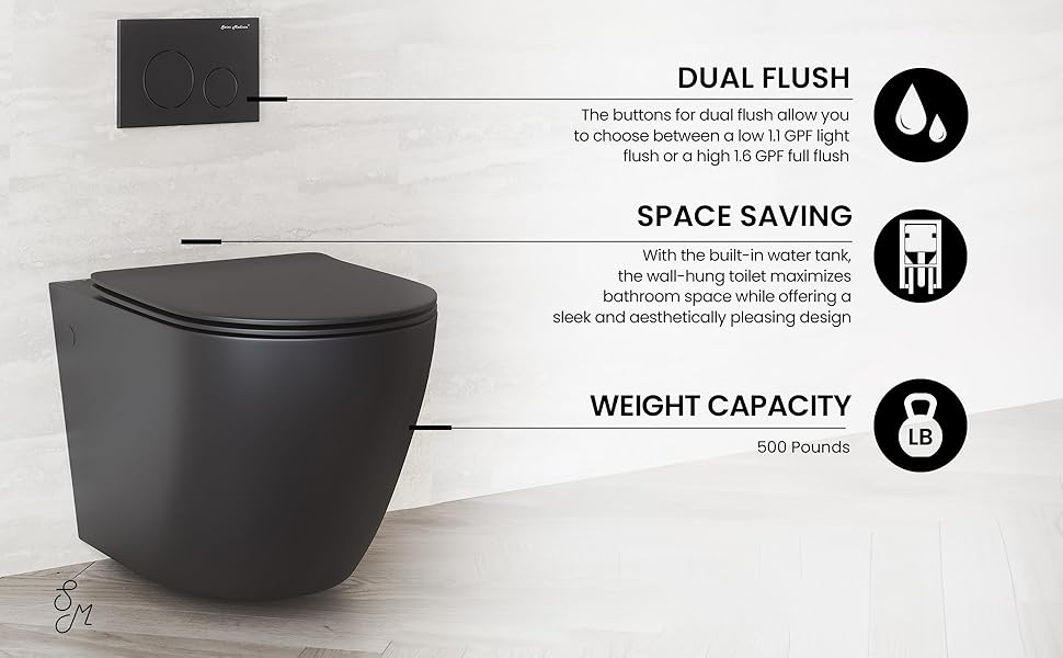 St. Tropez Wall-Hung Toilet Bowl Only in Matte Black