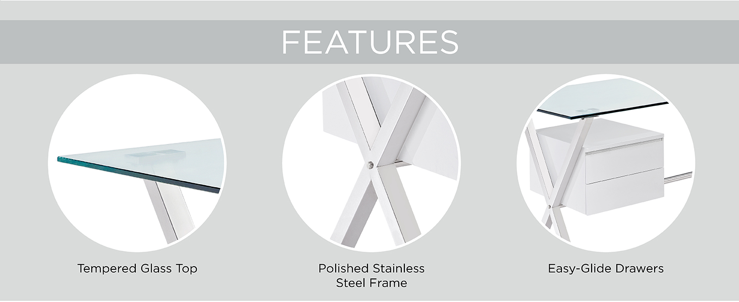 Modway Abeyance Contemporary Modern GlassTop Office Desk