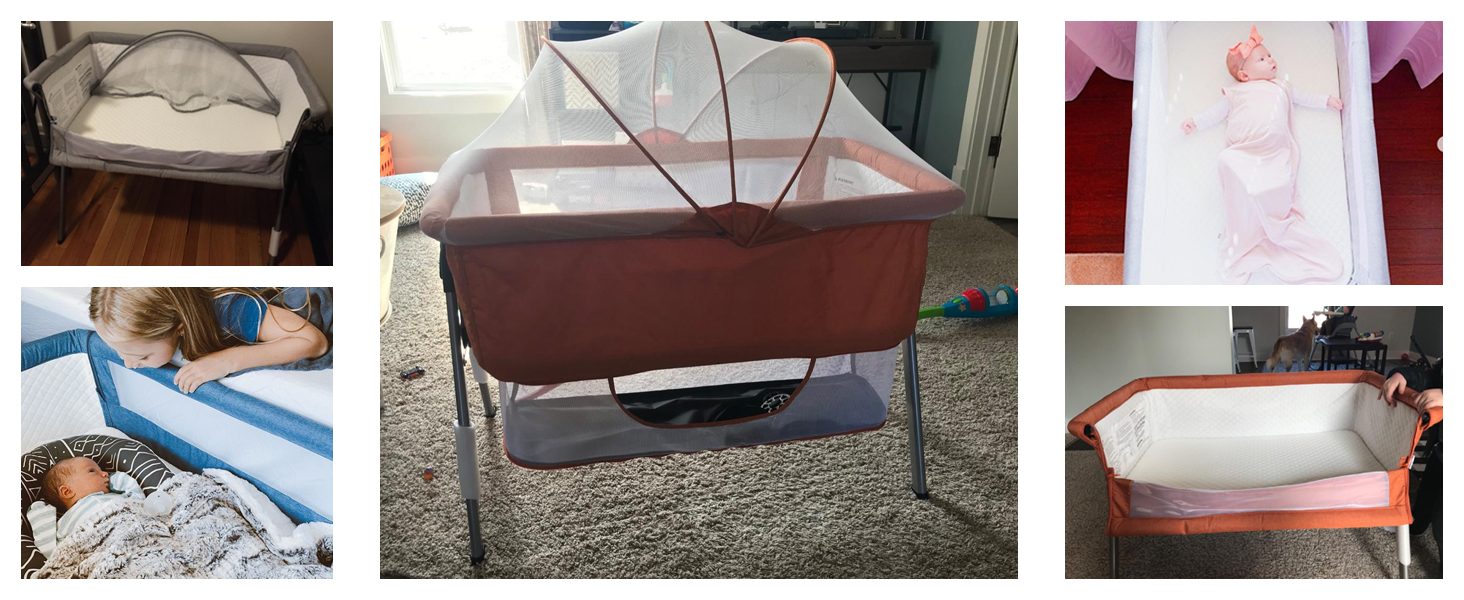 Dream On Me Lotus and Bedside Sleeper in Pink