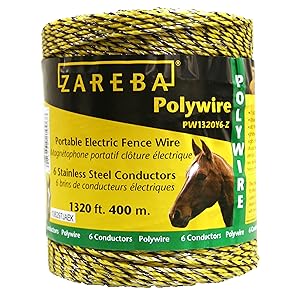 fence wire, poly wire, poly products, electric fencing, zareba, six conductors, yellow, black, horse