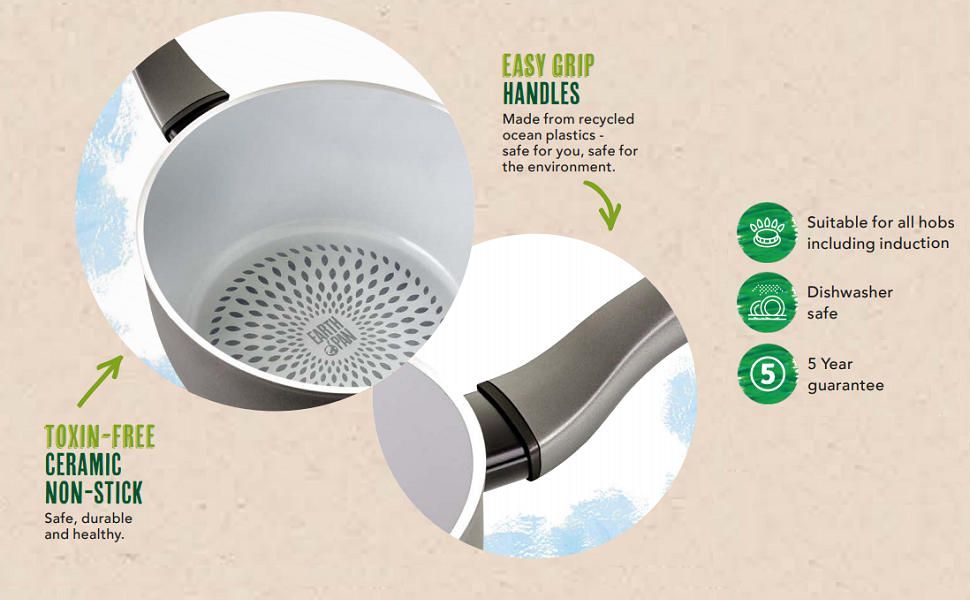 Prestige Earth Pan Ceramic Griddle Pan for Induction Hob 28cm Non