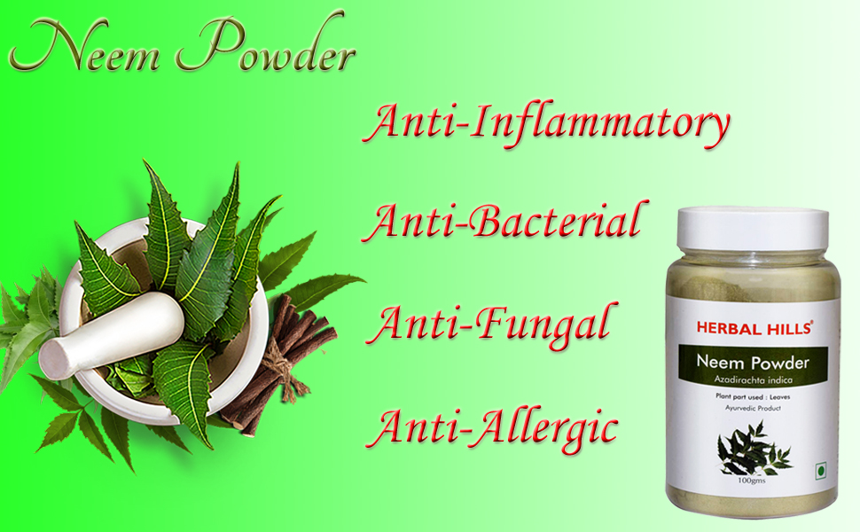 Herbal Hills Neem Powder Pure Natural Neem leaves powder, Azadirachta