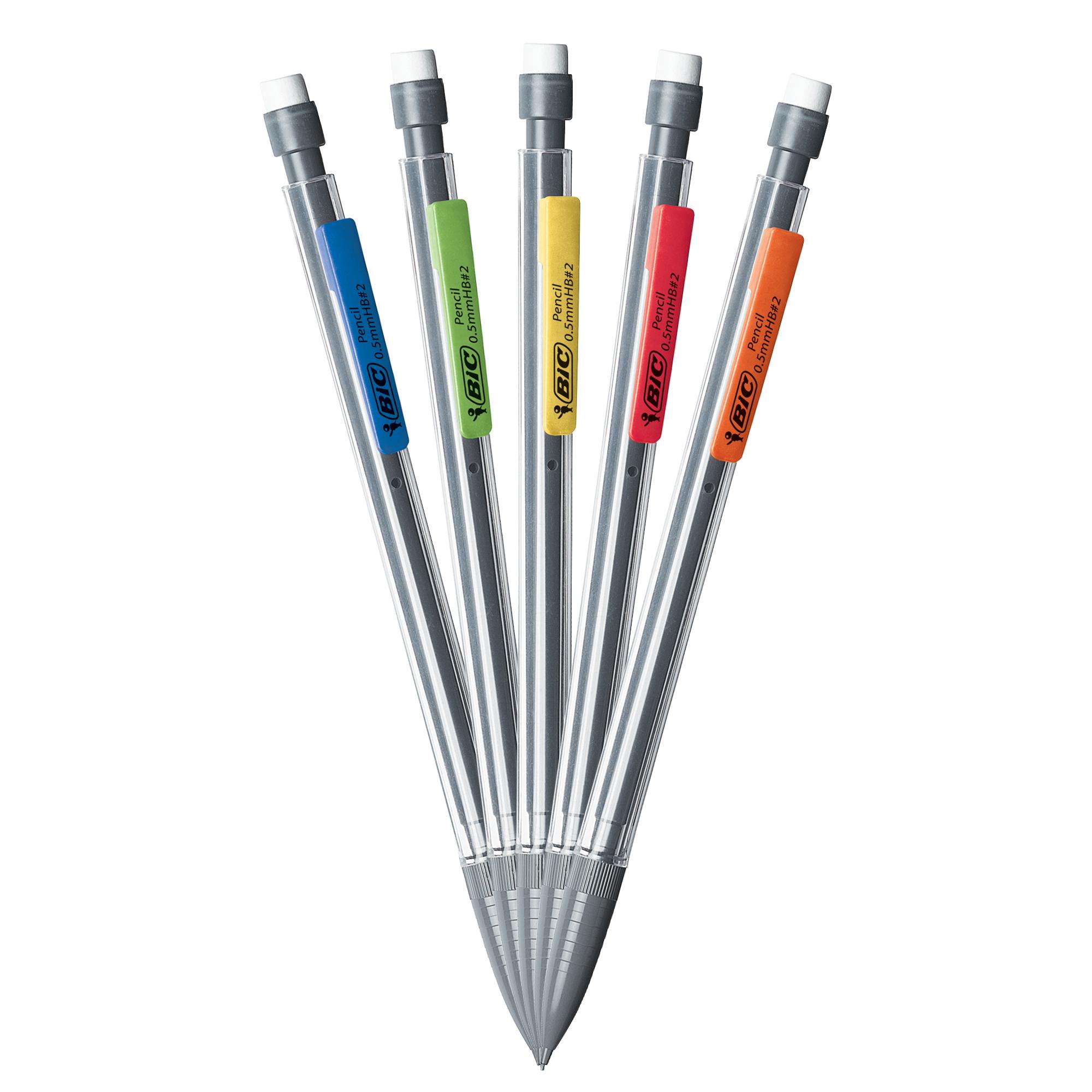 BIC MPFP51Blk Pencil Precision (Clear Barrels), Fine Point (0.5mm), 5