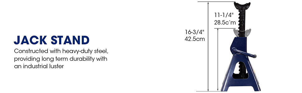 Torin TCE Steel Jack Stands: 3 Ton (6,000 lb) Capacity, Blue, 1 Pair