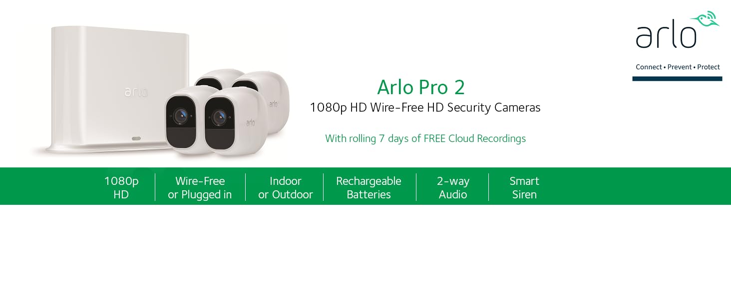 Arlo Pro2 Wireless Home Security Camera System CCTV, WiFi, Alarm