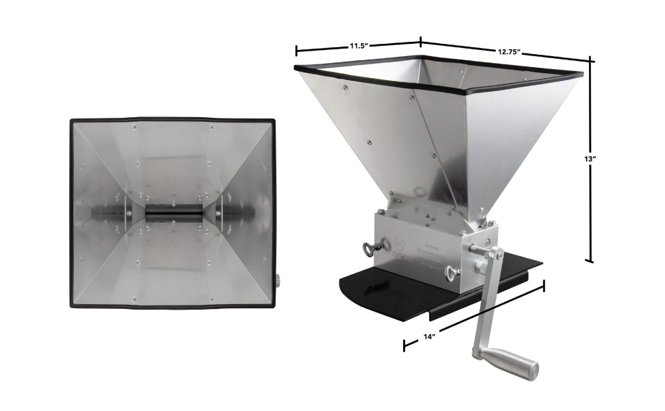 Kegco KM11GM3R Grain Mill with 11 lb. Hopper and 3 Rollers