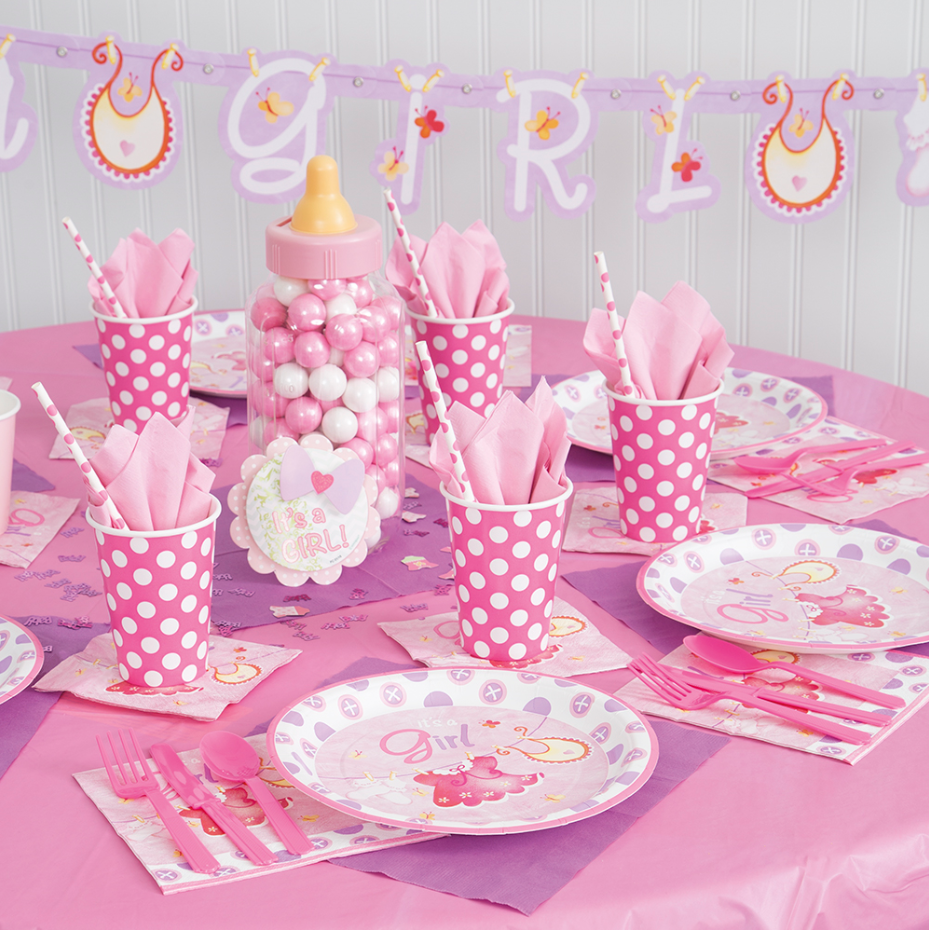 26" Hanging Pink Clothesline Girl Baby Shower Decorations