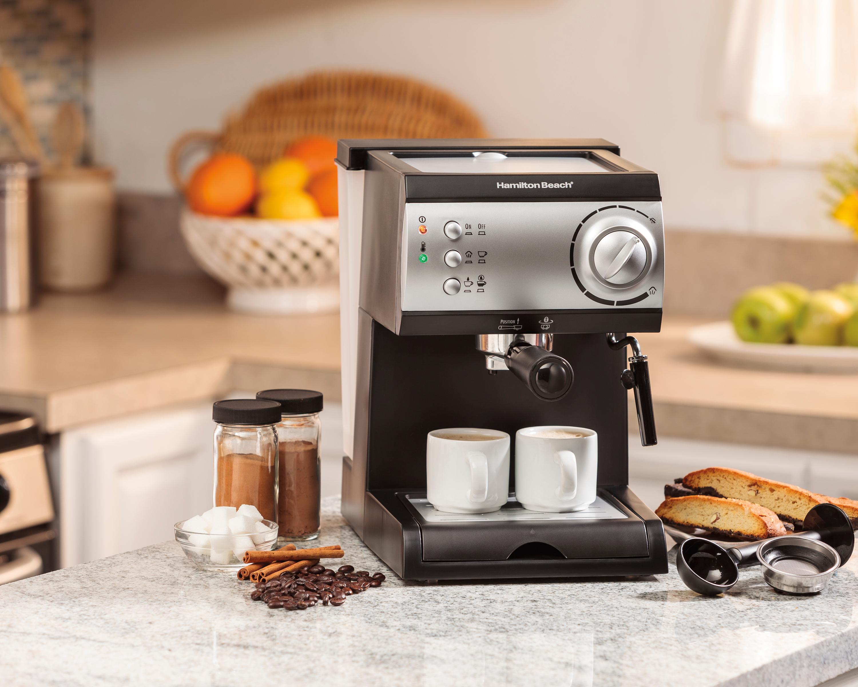 Hamilton Beach 40715 Cafetera Espresso, 2 Tazas, Cappuccino, Mocha y