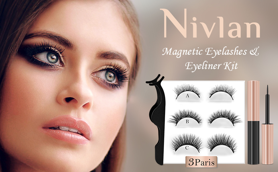 Eyelashes,Nivlan 3 Pairs Lashes and
