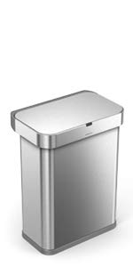 Amazon Com Simplehuman 50 Liter 13 2 Gallon Rectangular Kitchen Step Trash Can Brushed Stainless Steel Home Kitchen