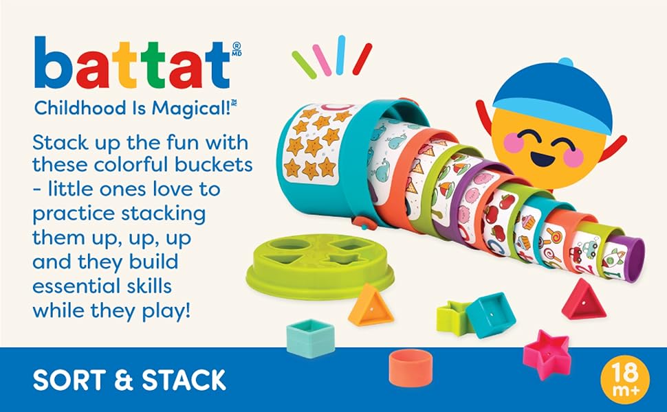 Battat Sort & Stack Educational Stacking Cups with Numbers and