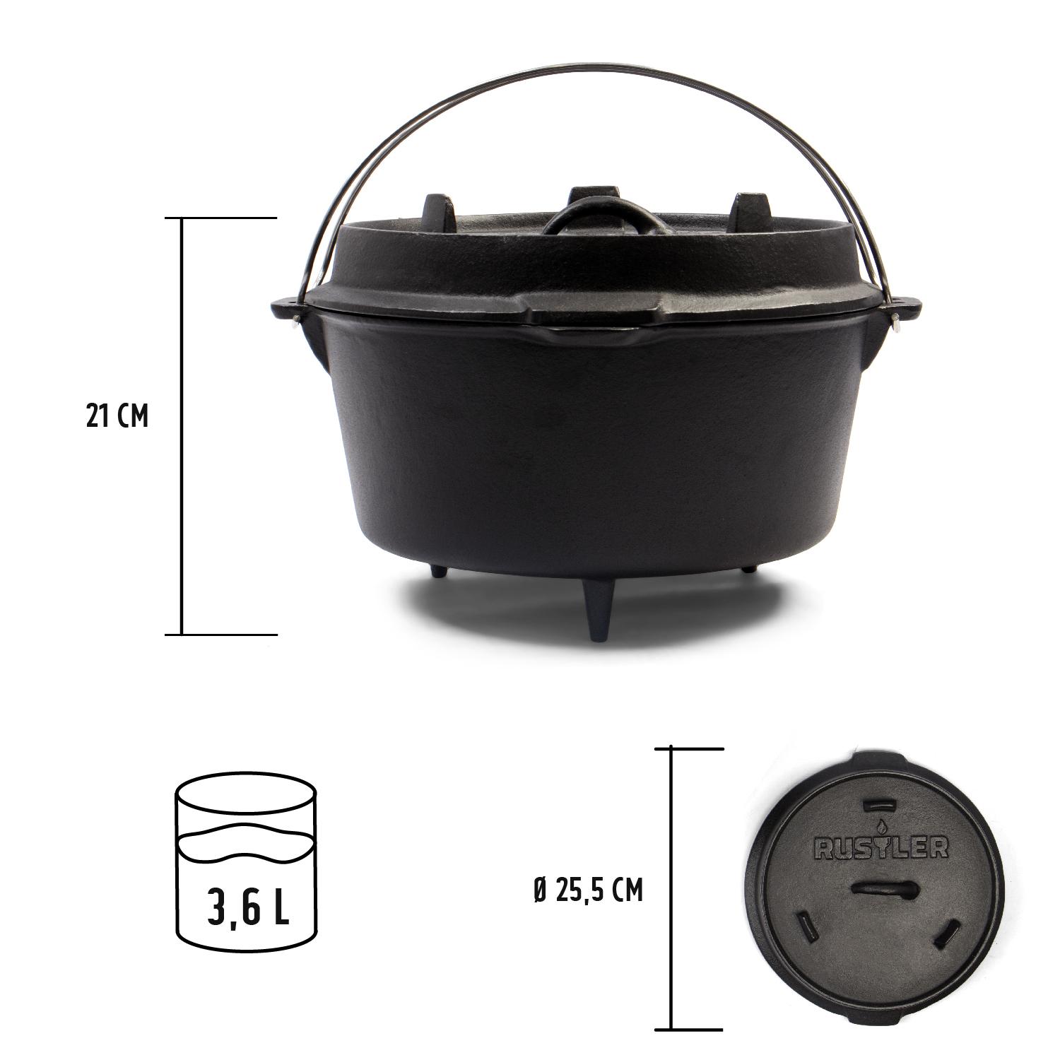 Rustler Dutch Oven Feuertopf, Schmortopf mit passendem