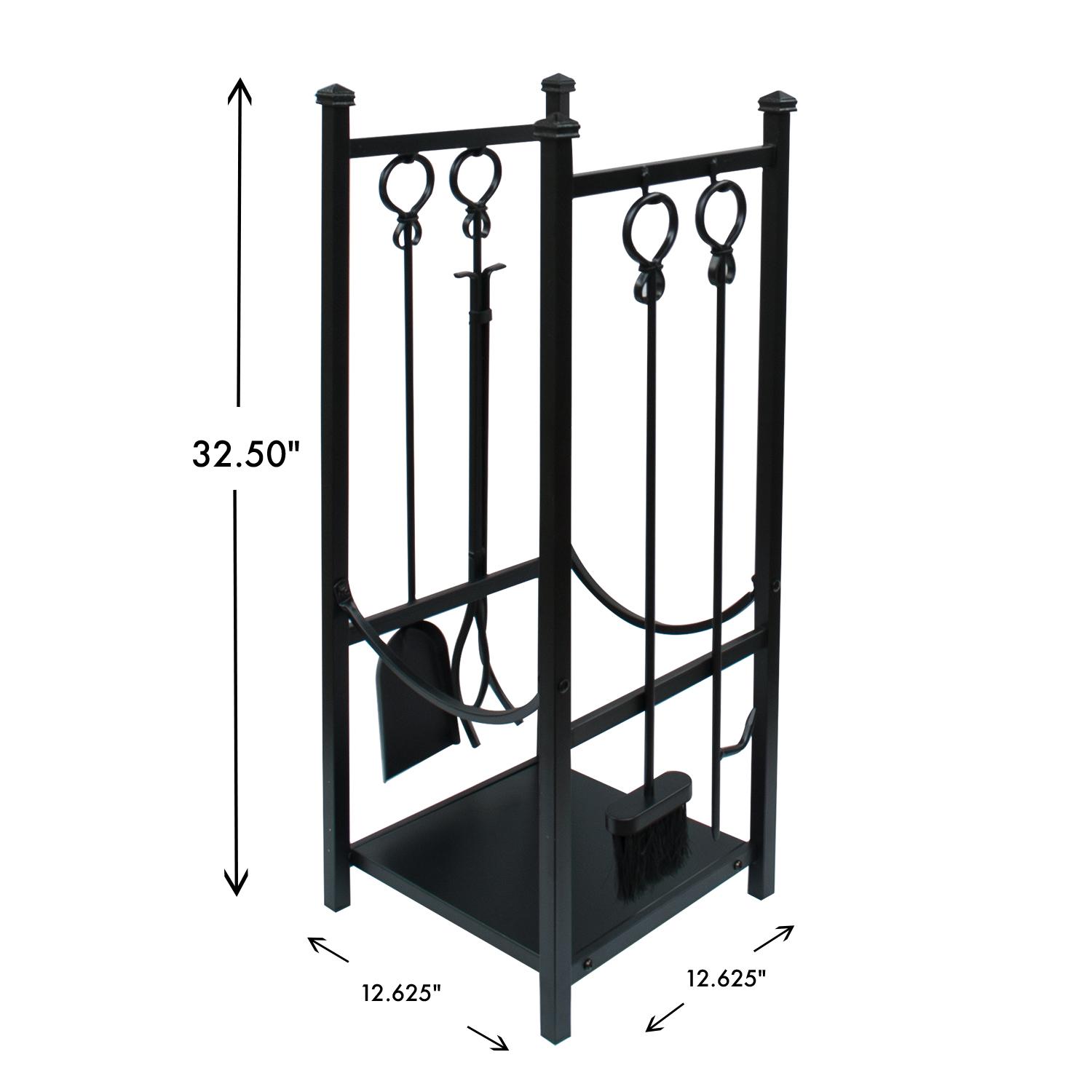Panacea 15234 Log Bin and Fireplace Tool Set with 4 Tools