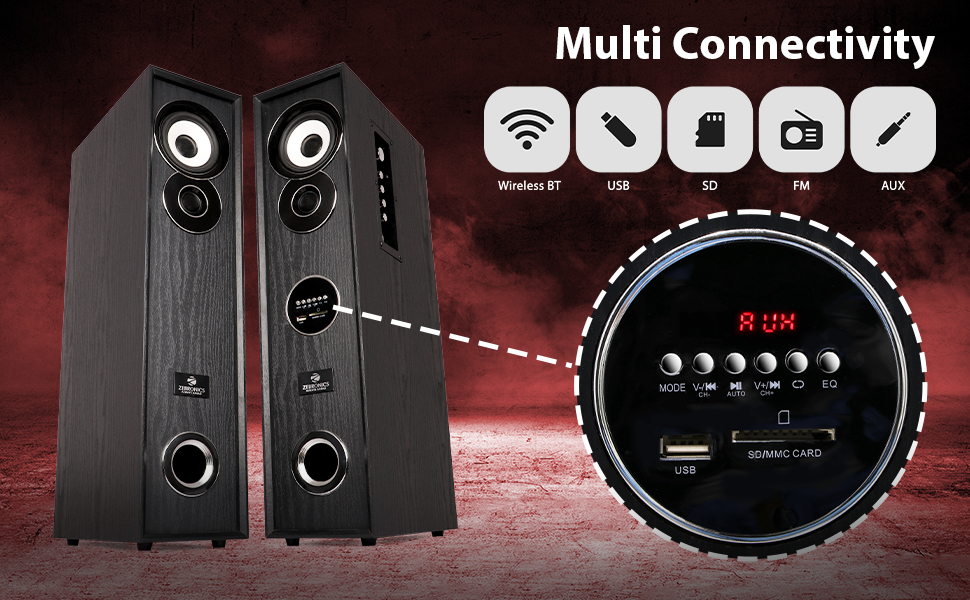 Zebronics ZEBBT7300RUCF Wireless Bluetooth Tower Speaker With Supporting SD Card, USB, AUX, FM