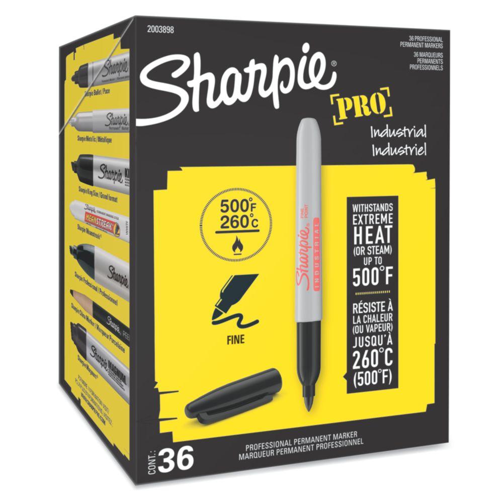 Sharpie Industrial Permanent Markers, Fine Tip, Black, 36