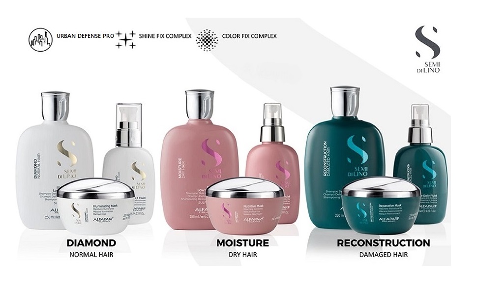 Alfaparf Milano Semi Di Lino Diamond Moisture Dry Hair Reconstruction Damaged Shampoo Conditioner