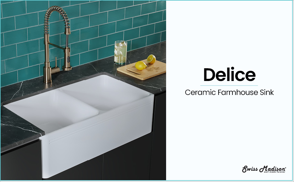 Swiss Madison Well Made Forever SMKS246 Delice Duo Farmhouse Sink