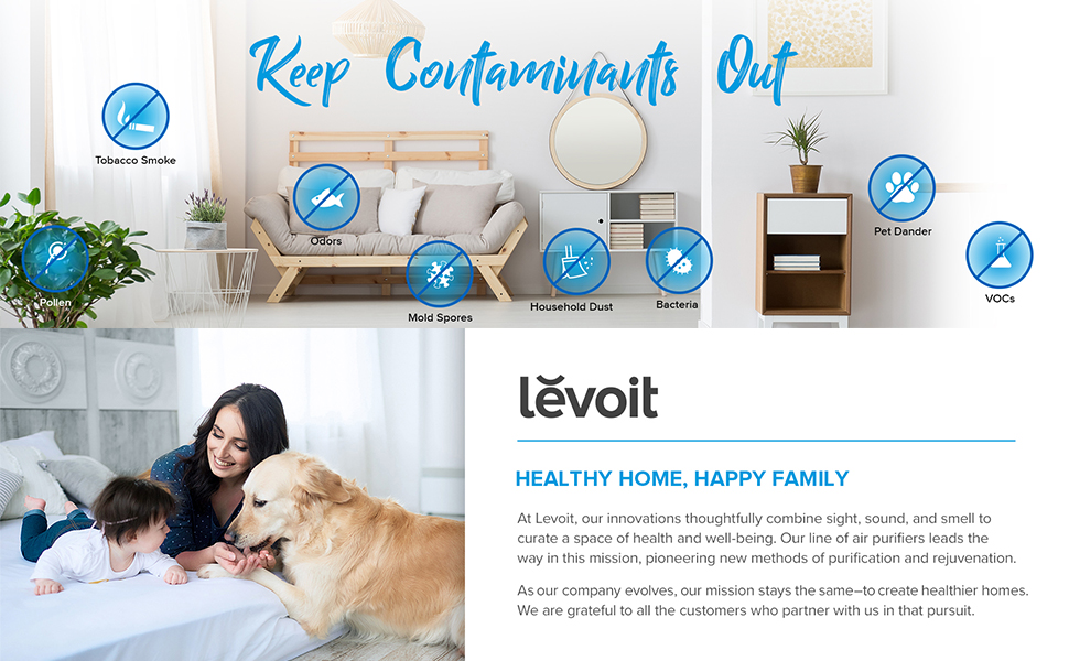 LEVOIT Air Purifier for Home Allergies Pets Hair in Bedroom, Covers Up