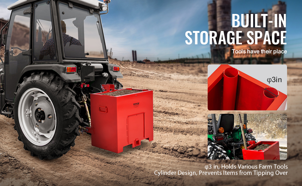 VEVOR Ballast Box 3 Point Category 1 Tractor, 800lbs Capacity Hitch ...