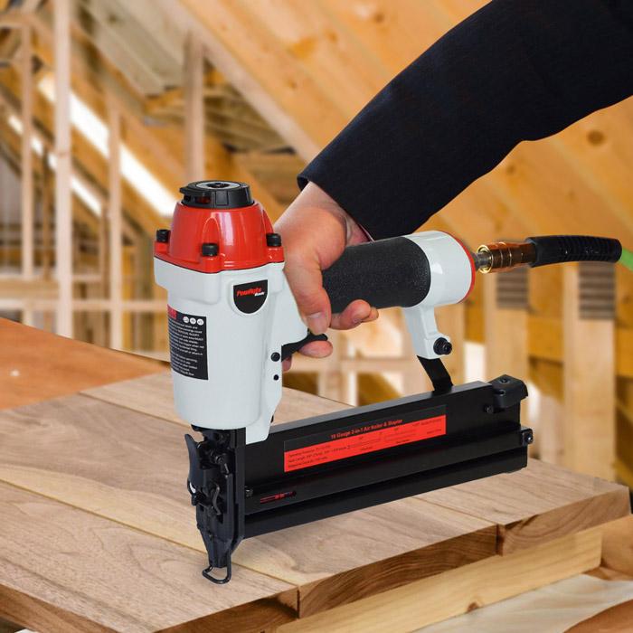 PowRyte 18 Gauge 2in1 Air Brad Nailer/Narrow Crown Stapler with Tool
