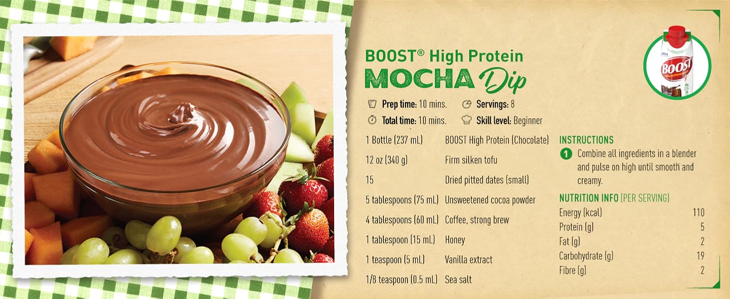 BOOST 15g Protein Meal Replacement Drink, Chocolate, 6x237ml, Case Pack