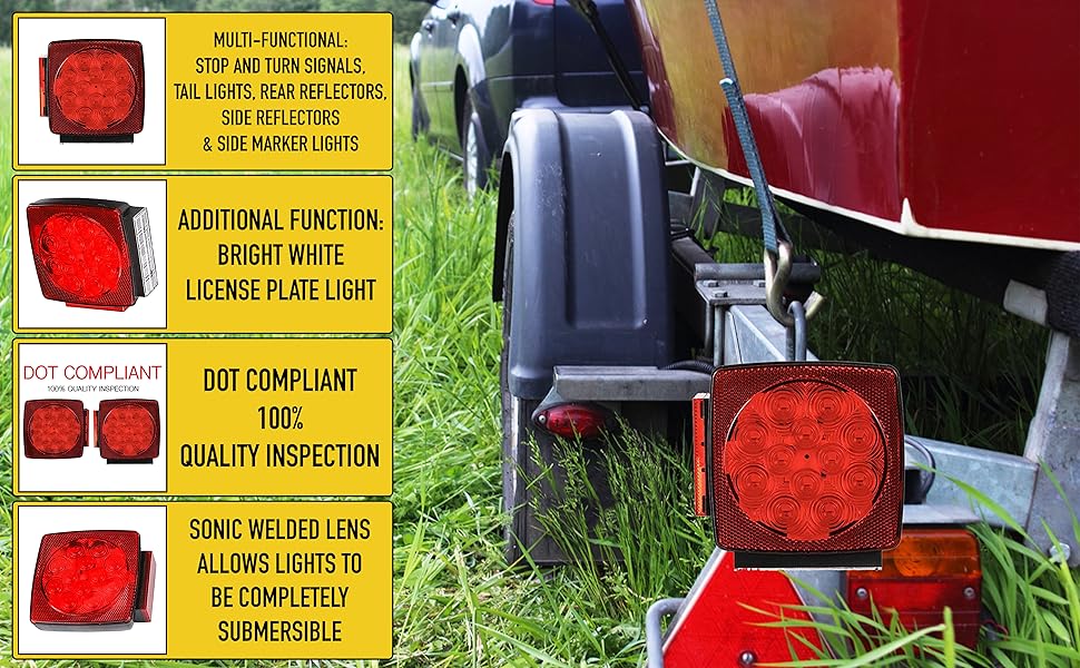 MAXXHAUL 50343 12V LED Submersible Left and Right Trailer Lights for