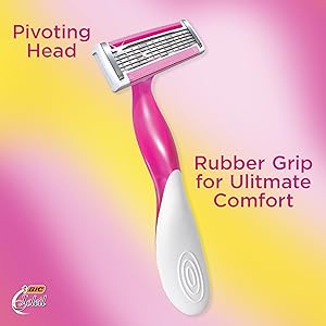 Soleil Shine Women's 5 Blade Disposable Razor Pivoting Head and Rubber Grip