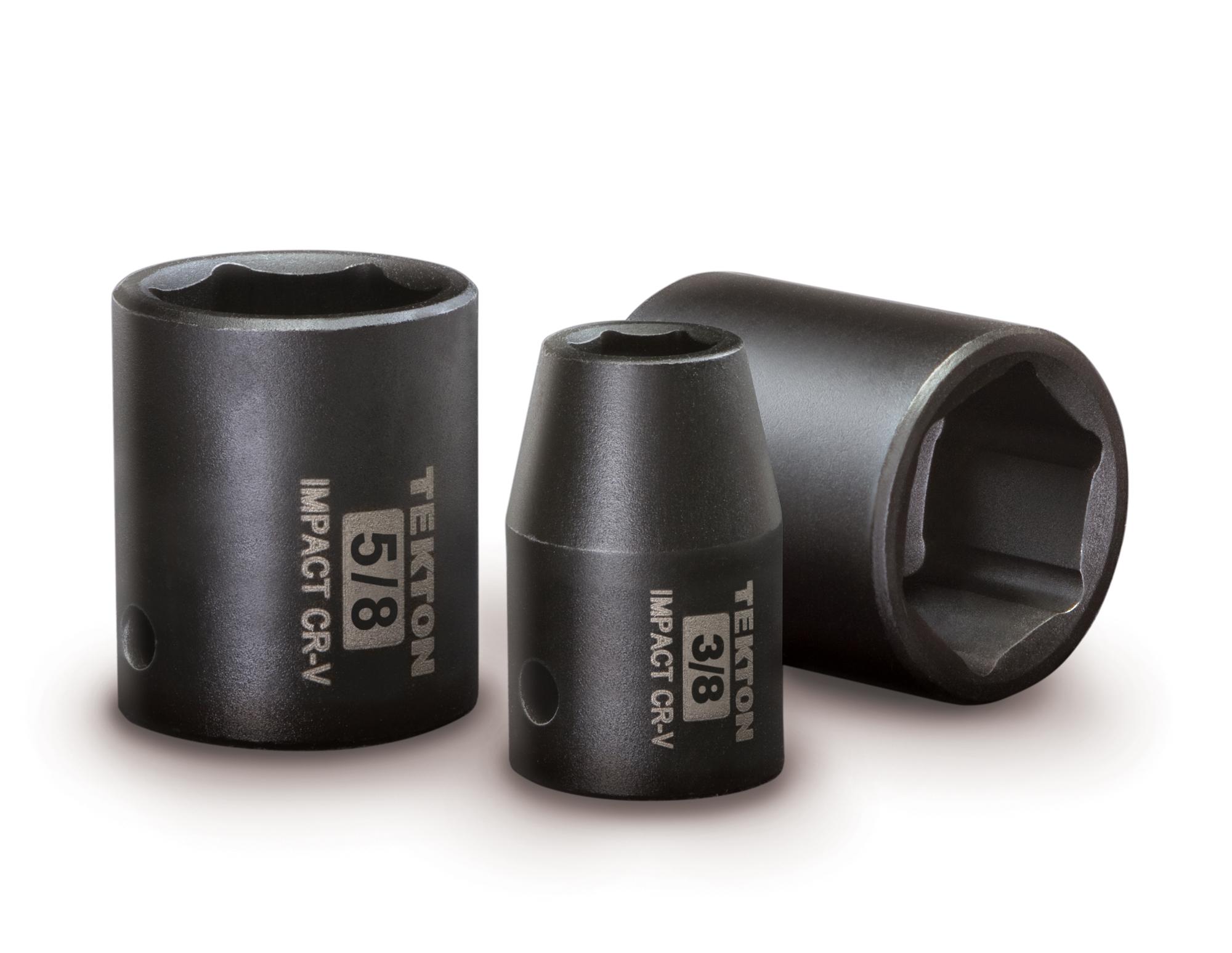 TEKTON 4816 1/2Inch Drive Shallow Impact Socket Set, Inch, CrV, 6