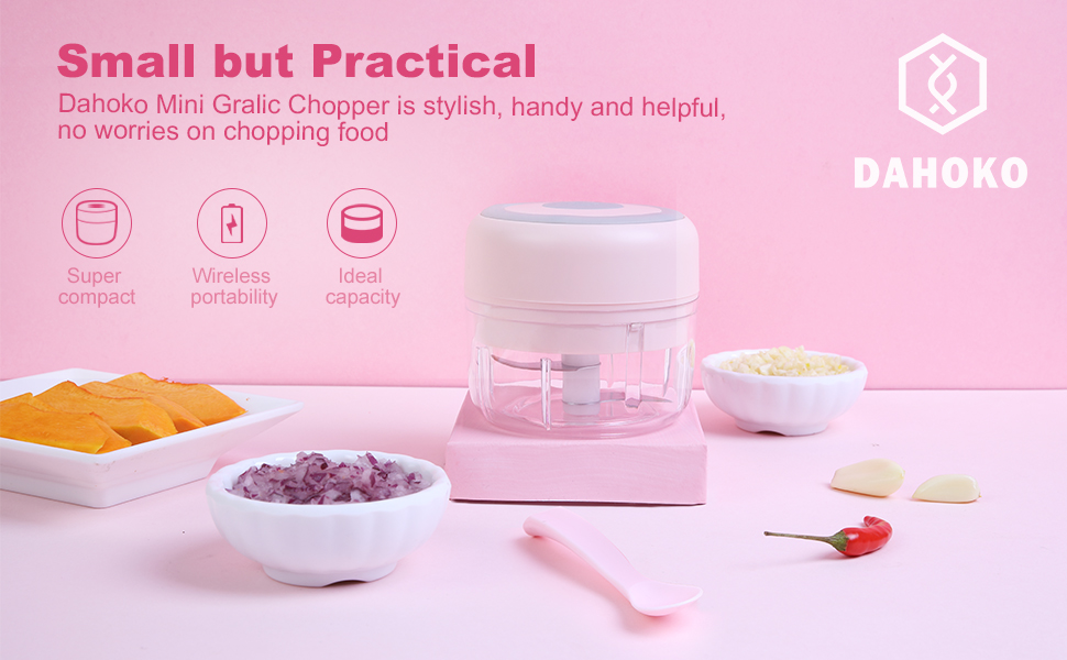 Electric Mini Garlic Chopper [Portable, Wireless, 100ml] Mini Electric