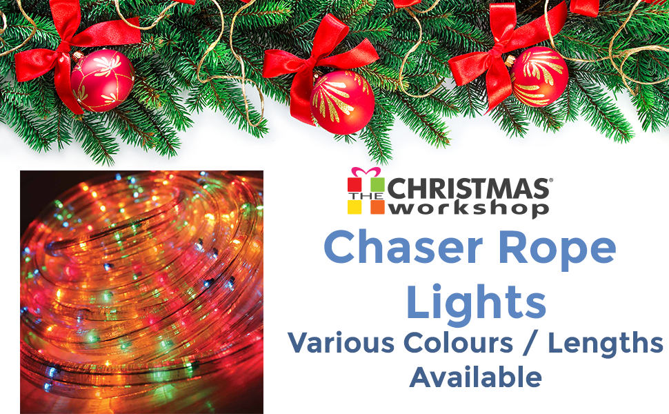 The Christmas 75620 6m MultiColoured Chaser Rope Lights With Chaser Lights Christmas