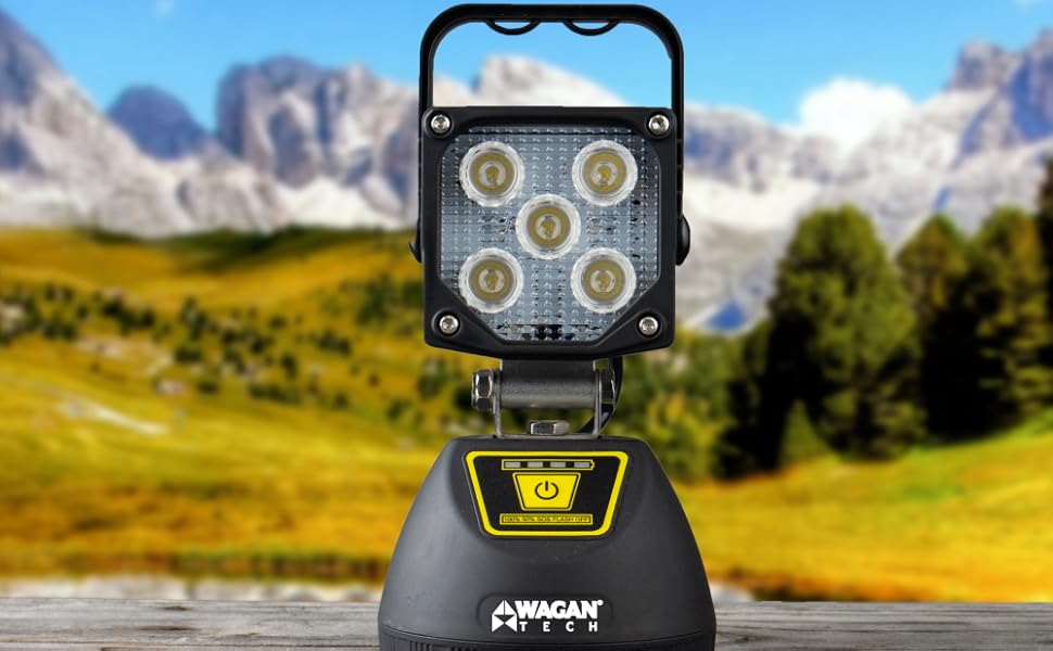 Wagan EL2140 900 Lumen Work Flood Flashlight Rechargeable