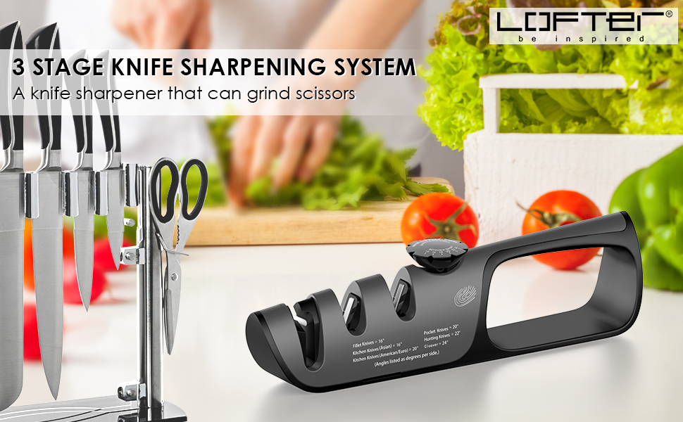 LOFTer Knife Sharpener, Scissors Sharpener with Angle