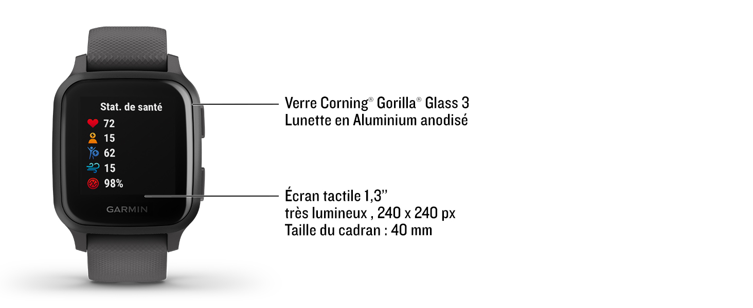 Garmin Venu SQ Musique 3,3 cm (1.3 ») 33 mm Noir GPS (satellite)