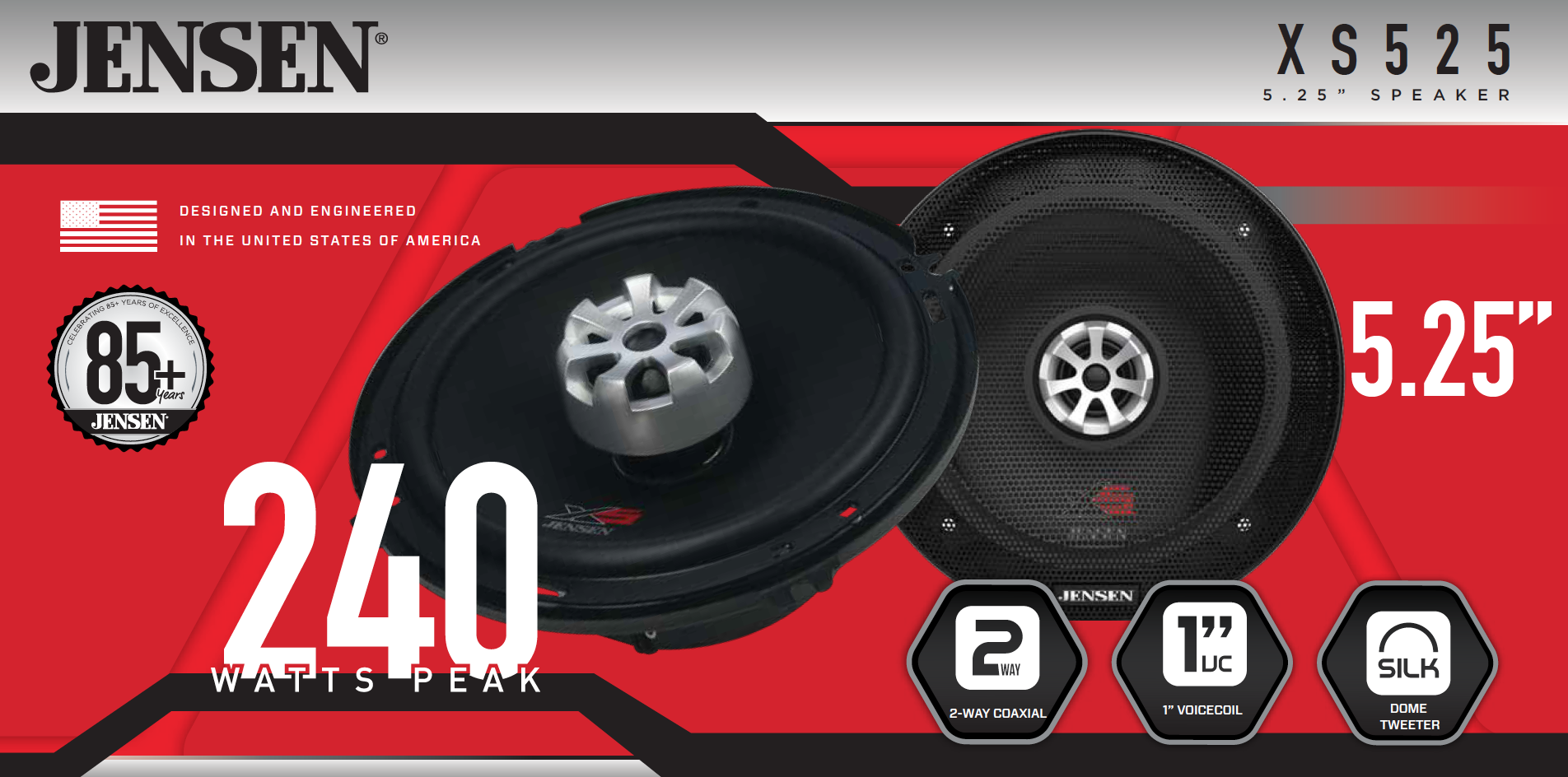 Jensen XS525 2Way 5.25 inch High Performance Car Speakers