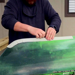 Close-up view of the Gator Patch Fiberglass Reinforced Repair Patch - Repairs Holes Dents Cracks on Multiple Surfaces - DIY Prep Peel
