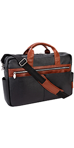 Leather, Briefcase, Carry-On, Laptop Shoulder bag, Tablet Briefcase, Power Bank, Fits Most 17”