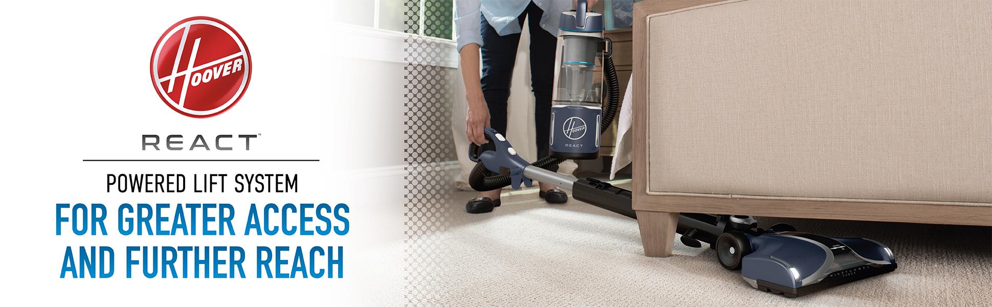 Hoover REACT Powered Reach Premier Bagless Upright Vacuum