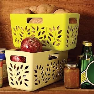 Amazon Com Hutzler Pantry Basket Almond Kitchen Dining