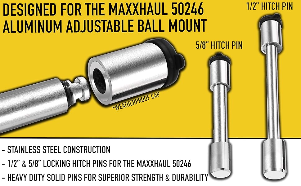 MaxxHaul 50526 Stainless Steel Locking Hitch Pin Set for