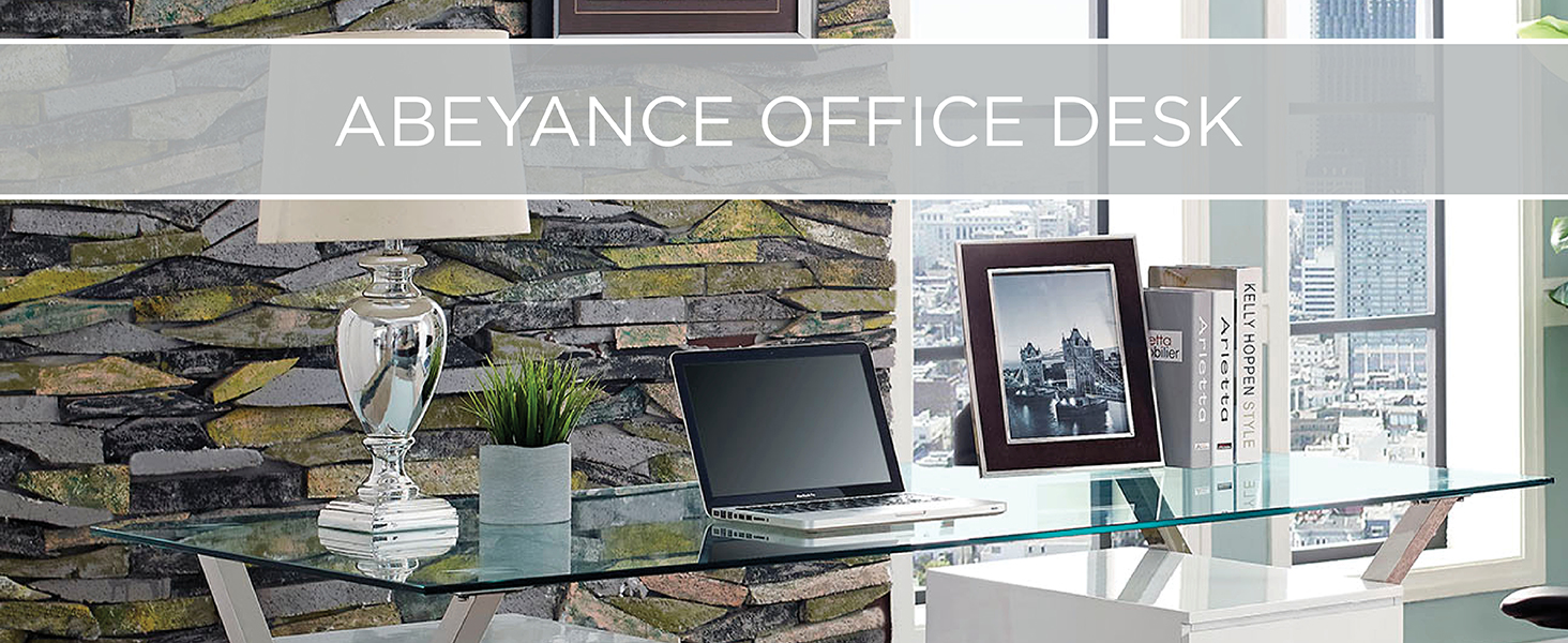 Modway Abeyance Contemporary Modern GlassTop Office Desk