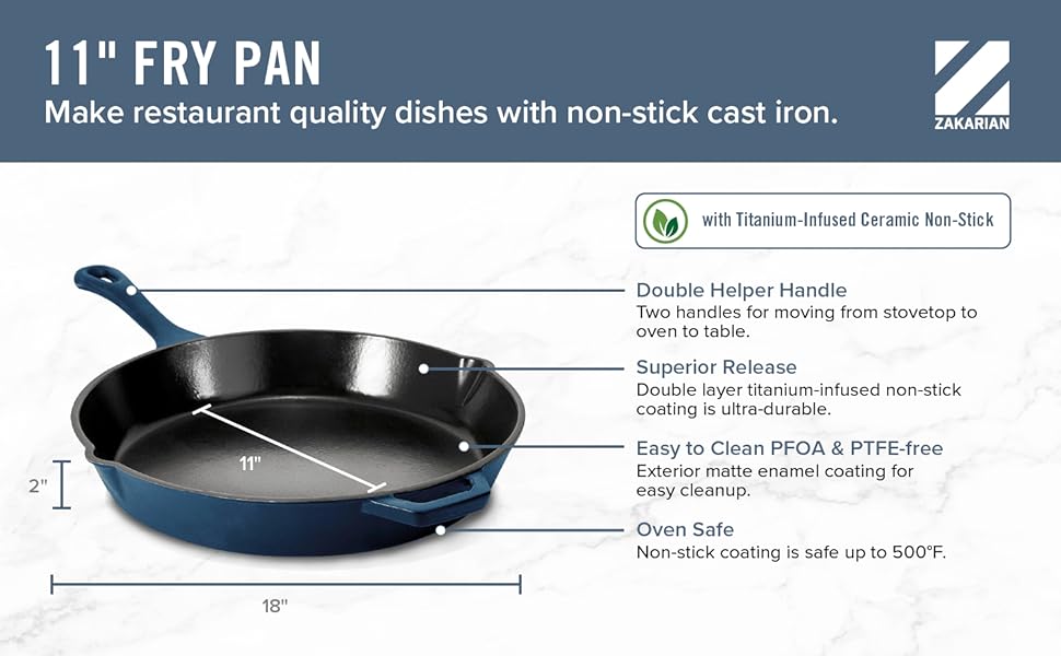Geoffrey Zakarian 11" NonStick Cast Iron Frying Pan, TitaniumInfused